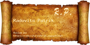 Radovits Patrik névjegykártya